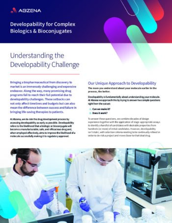 Developability for Complex Biologics & Bioconjugates - Abzena Info Sheet