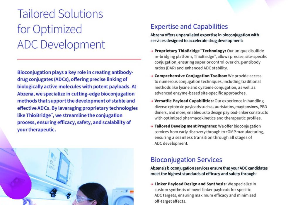 Streamlining Bioconjugation for Antibody-Drug Conjugate Development - Abzena Info Sheet