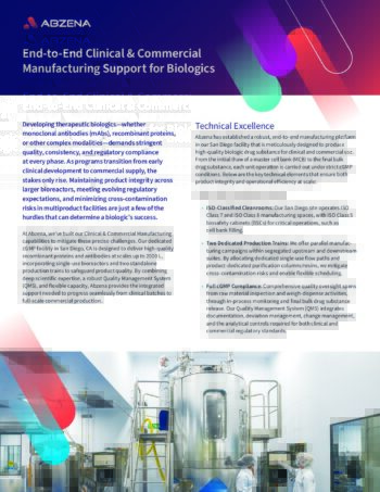 End-to-End Clinical & Commercial Manufacturing Support for Biologics Info Sheet