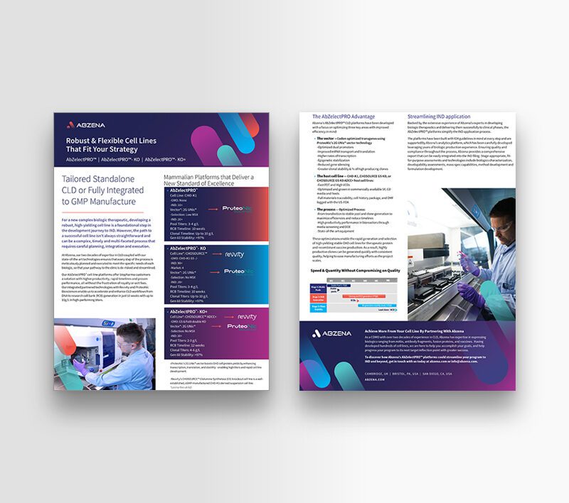 Abzena's Robust-Flexible AbZelectPRO Cell Line Platforms Info Sheet - Abzena